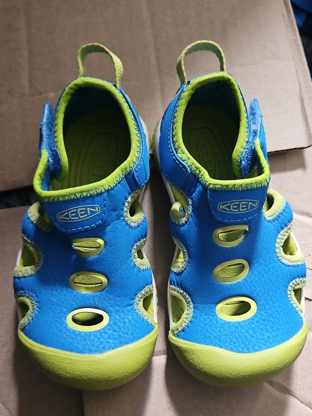 KEEN Kids Blue and Lime Green Water Shoes